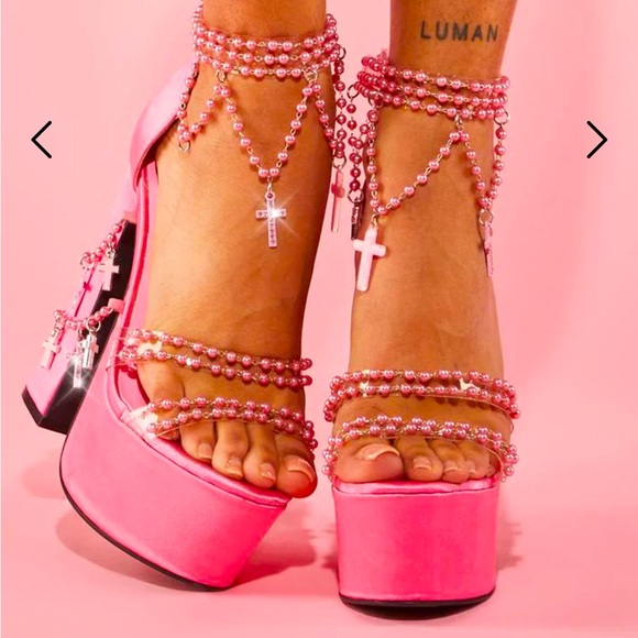 NIB Dolls Kill Sugar Thrillz Sweet Holy Revelation Platform Heels Size 9 - Picture 12 of 16